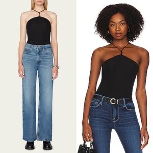 🆕️ Frame x Revolve Delicate Knot Strappy Bodysuit in Noir Black